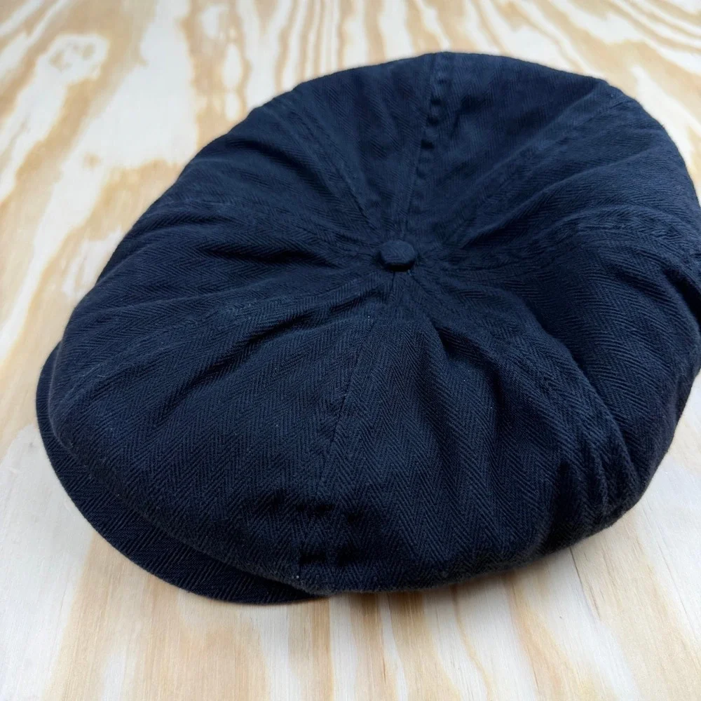 Dropkick Murphys Mens Black Herringbone Newsboy Cap Quilted Flat Hat Shamrock